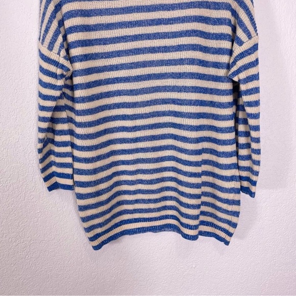 J. Crew Blue & Cream Striped 3/4 Length Sleeve Sweater - Picture 5 of 5